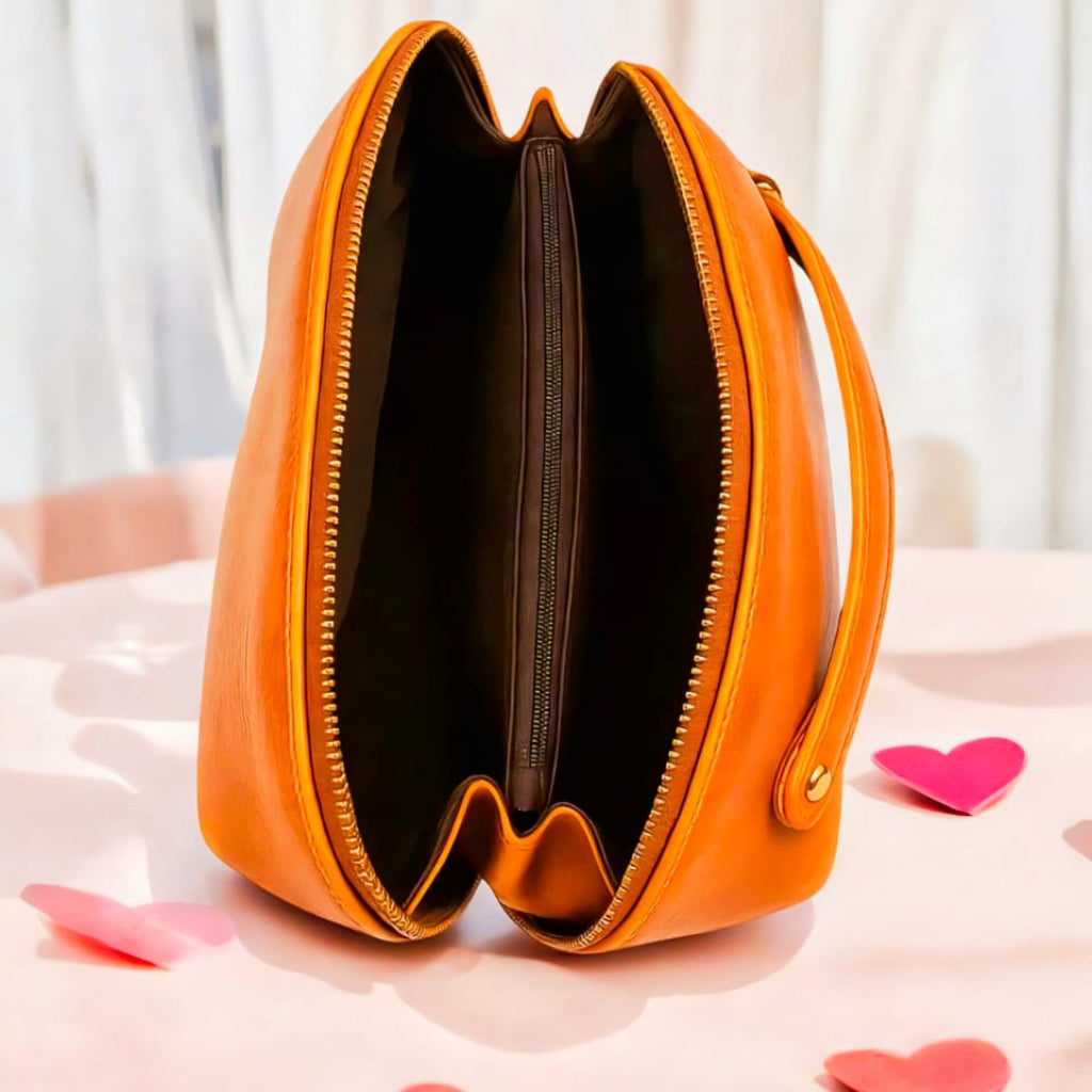 Handcrafted Leopard-Painted Leather Vanity Bag