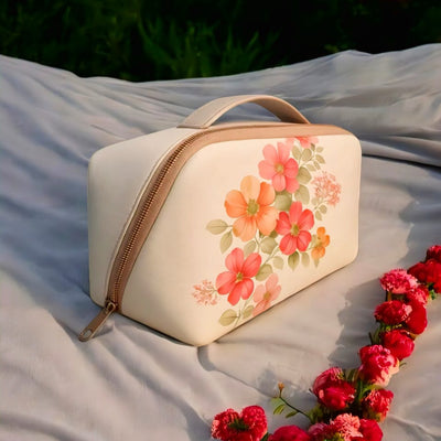 Blush Bloom Handcrafted Premium Leather Unisex Vanity Box – Makeup/Grooming Organizer/Travel Case