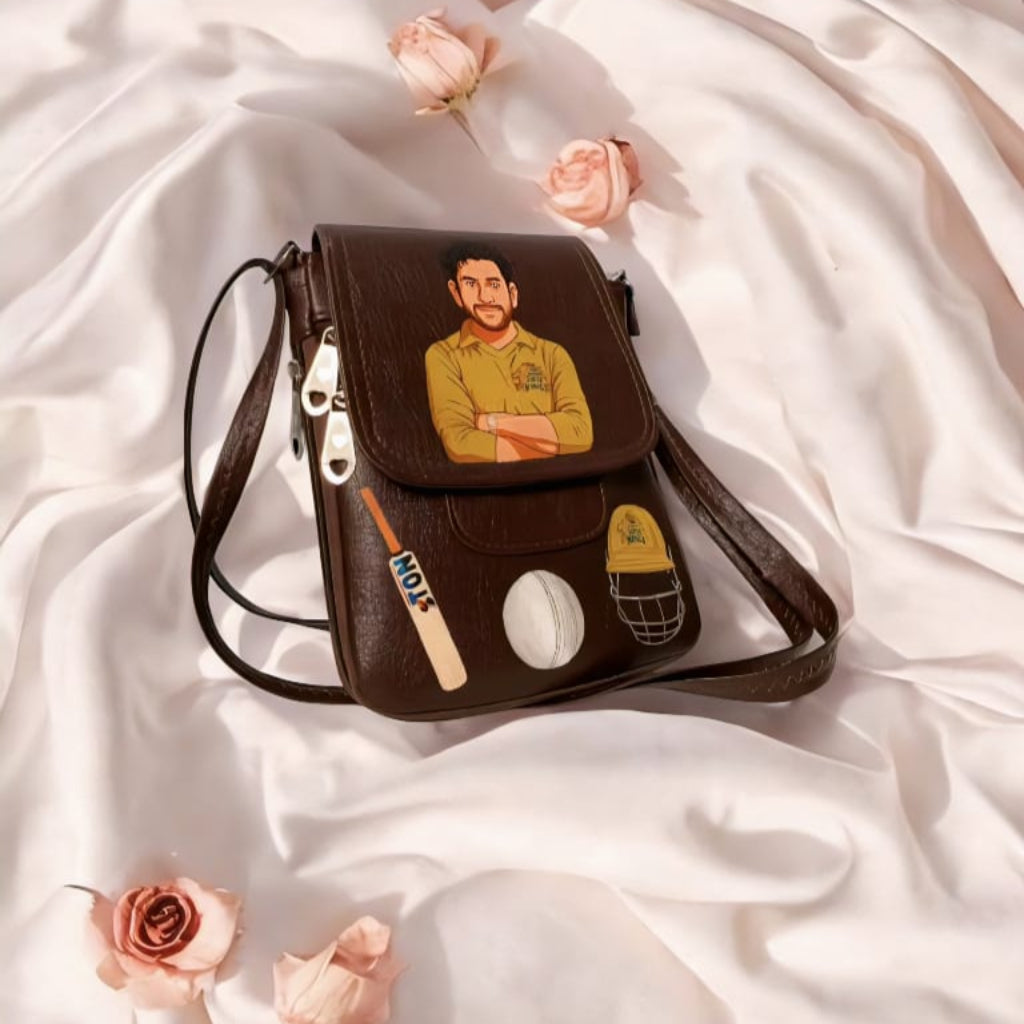 Handcrafted Pure Leather Sling Bag – MSD Cricket Tribute Edition