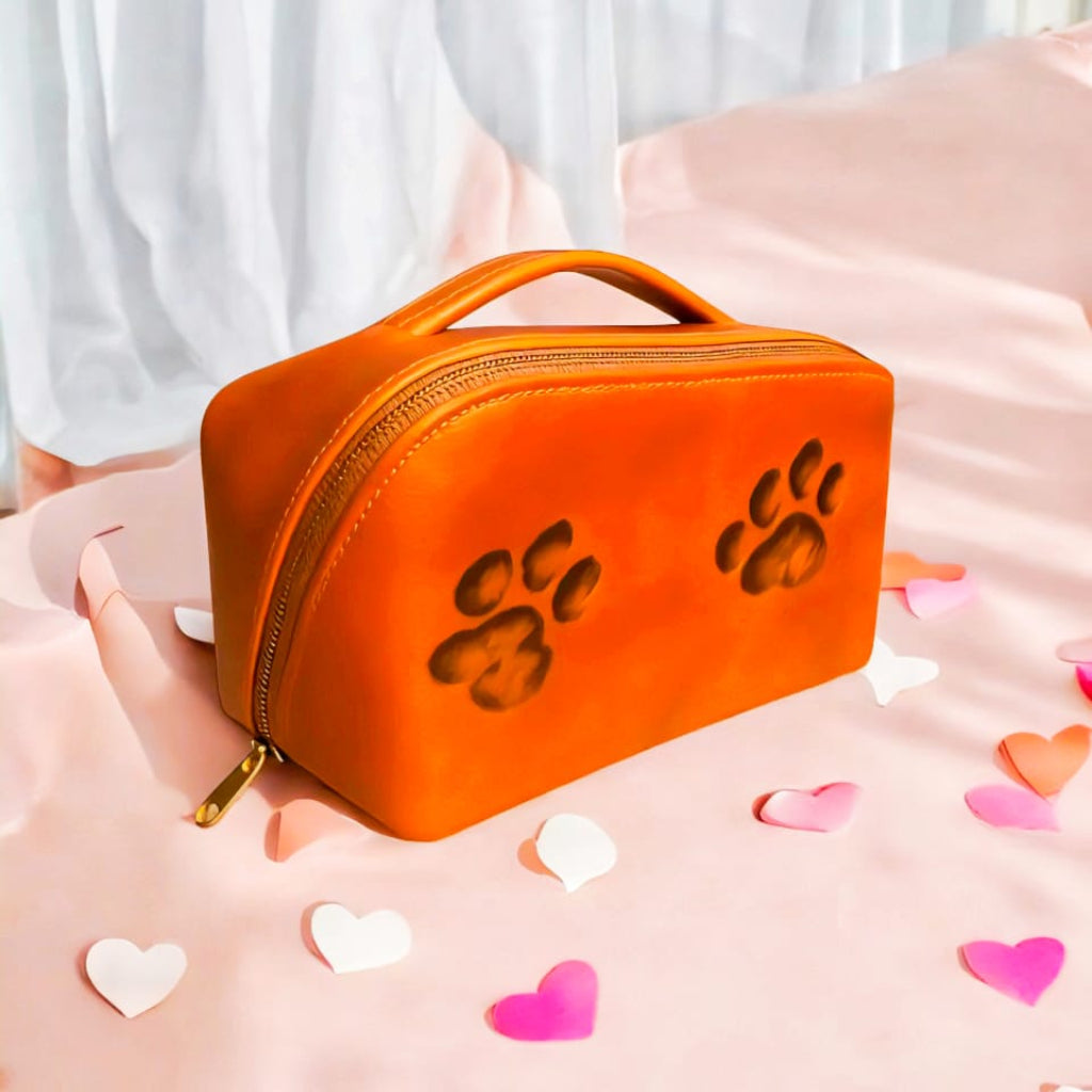 Handcrafted Leopard-Painted Leather Vanity Bag