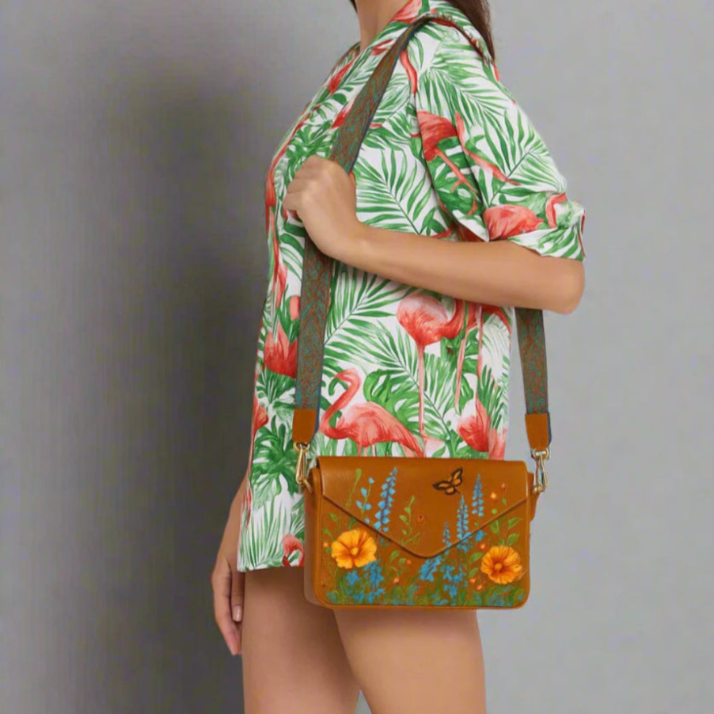 Wildflower Charm Leather Purse